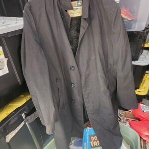 Gleneagles Trench Coat, Men's 42 Black Vintage